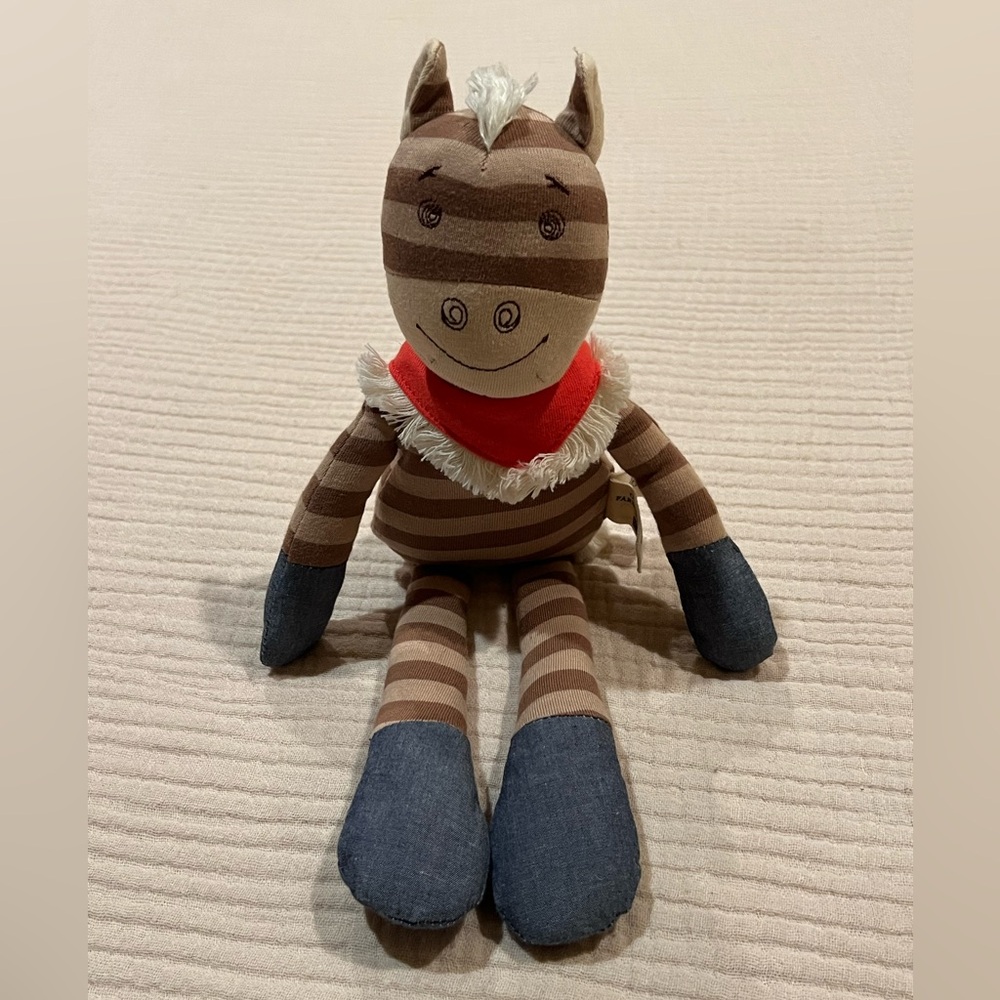 Organic Farm Buddies By Apple Park Clyde The Horse Plush Baby Rattle Toy